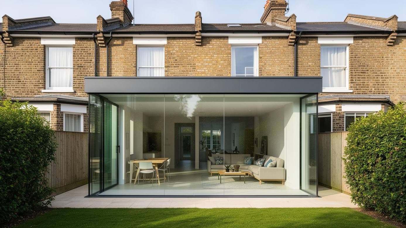 Rear extension on a terraced house with full-width glazing onto the garden