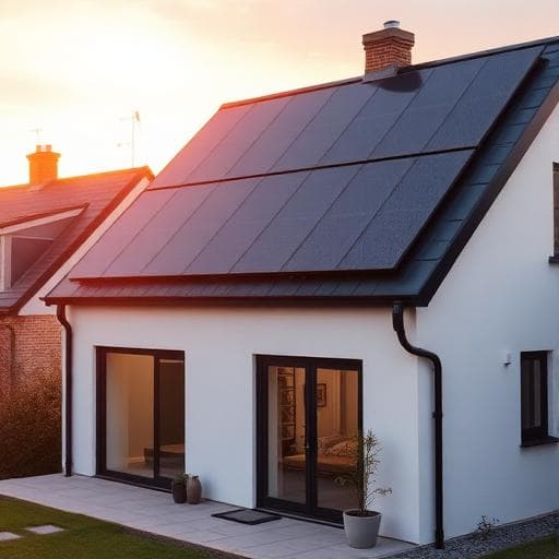 Solar panels installed on a pitched house roof