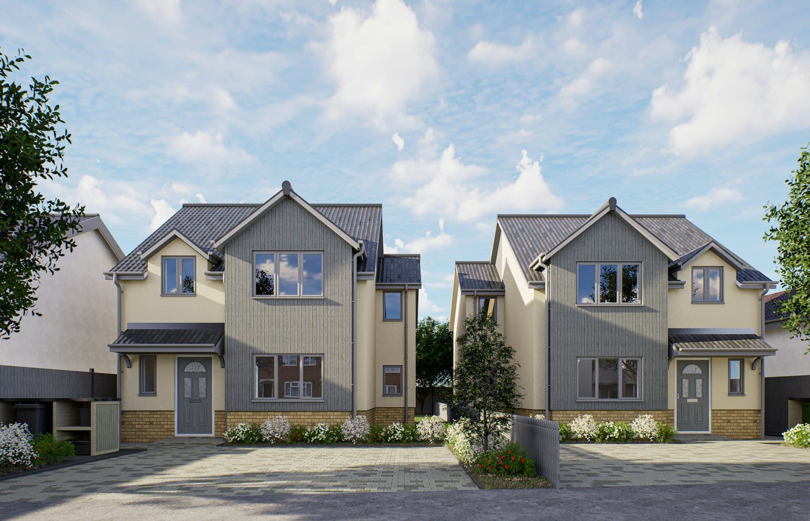 Pair of new semi-detached houses