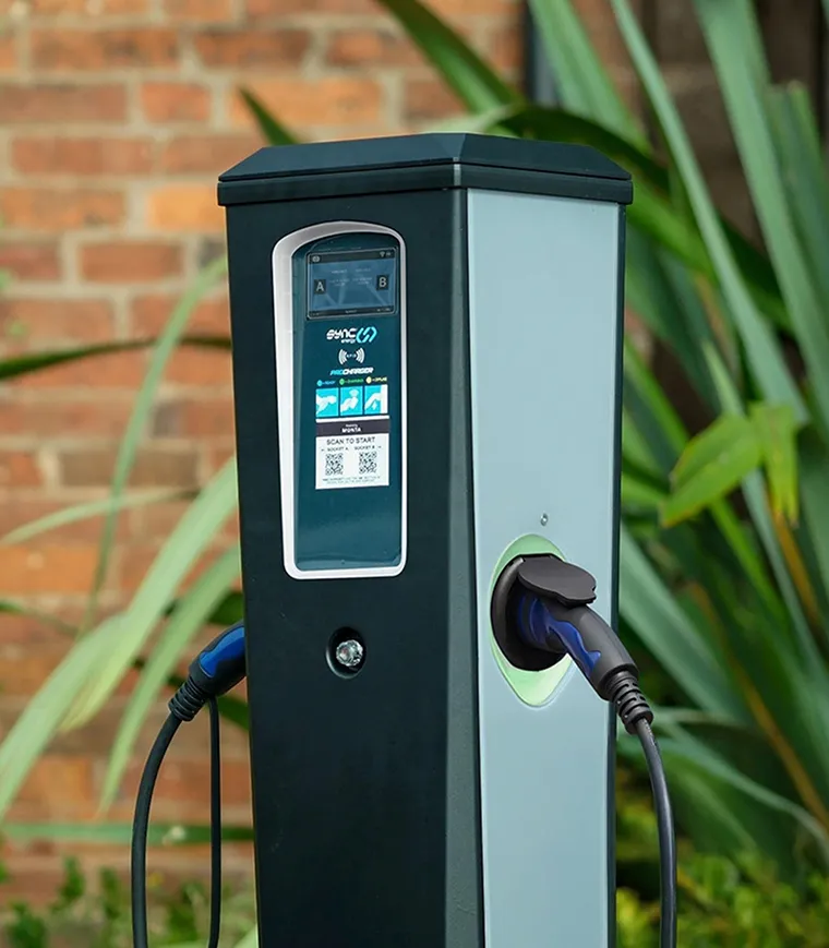 LINX engineer installing EV charger